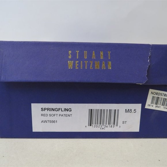 Stuart Weitzman SPRINGFLING  Red PATENT LEATHER Slingback PUMPS Size 8.5 NEW - Picture 12 of 12